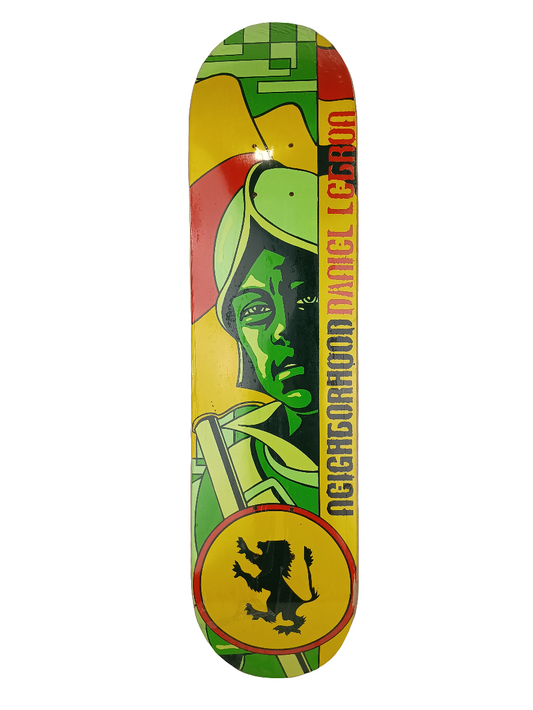 Neighborhood Daniel Lebron Knight Graphic Yellow Green Red Size 7.625 Skateboard Deck