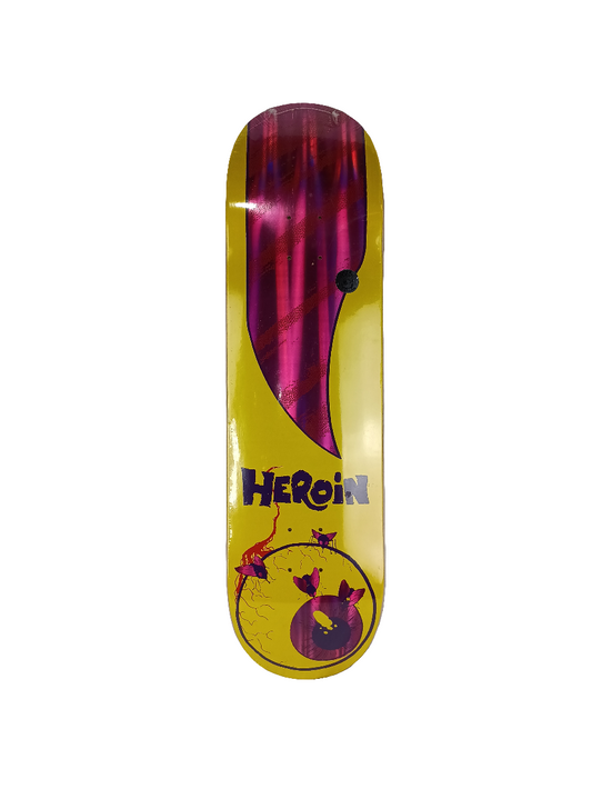 Heroin Team Giallo Yellow Red Foil Size 8.625 Skateboard Deck