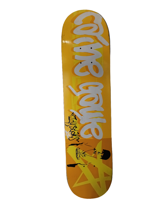 City Stars Cain Gayle Graffiti Tag Yellow Black White Size 7.5" Vintage NOS Deck