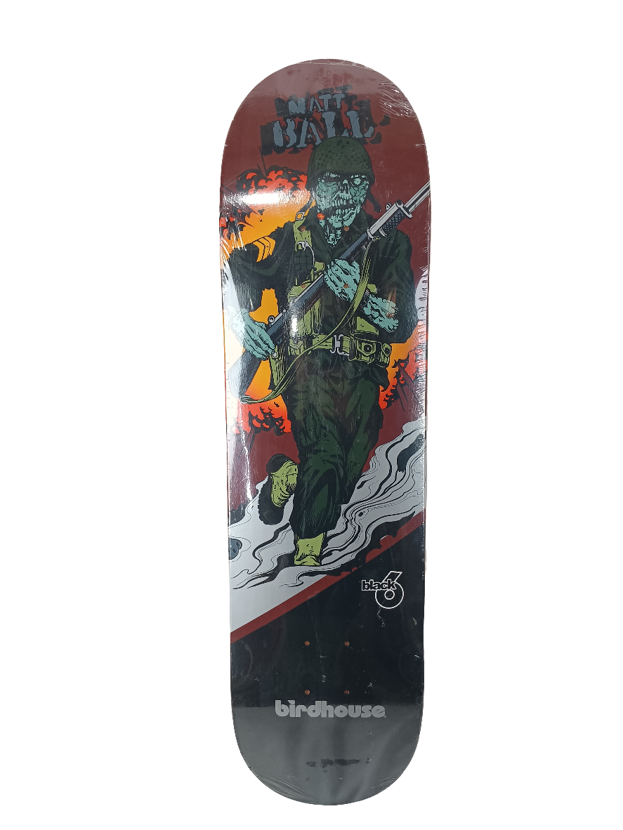 Birdhouse Matt Ball Black 6 Soldier Size 8.25" Vintage NOS Deck