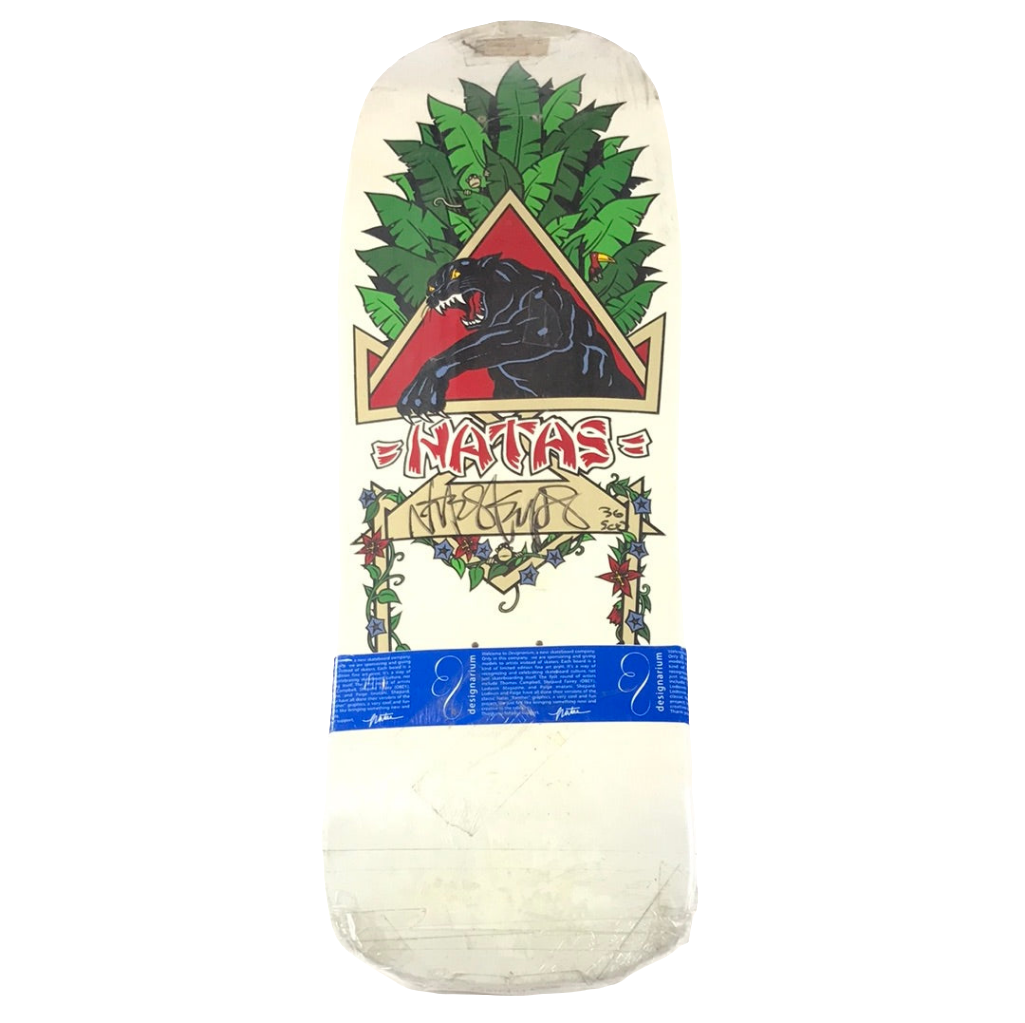 Designarium Natas Kaupus Signed Panther White 9.75" Skateboard Deck