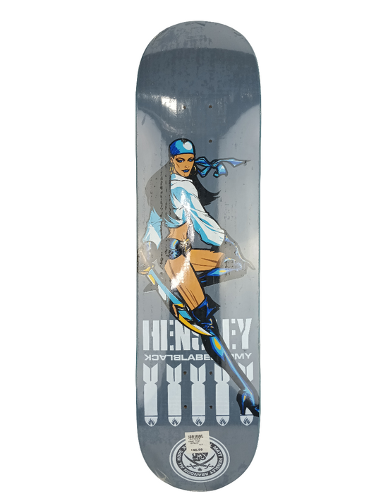 Black Label Matt Hensley Pirate Girl Grey White Blue Multicolor 8.0 Vintage NOS Deck