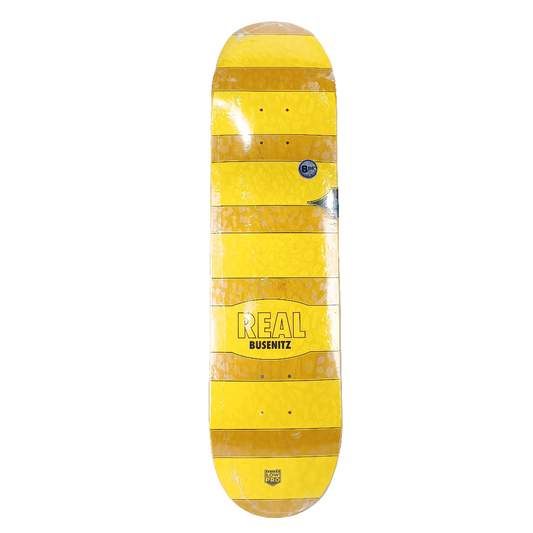 Real Dennis Busenitz Cheetah Slick Yellow Tan Woodgrain Mellow Concave Size 8.06" Vintage NOS Deck