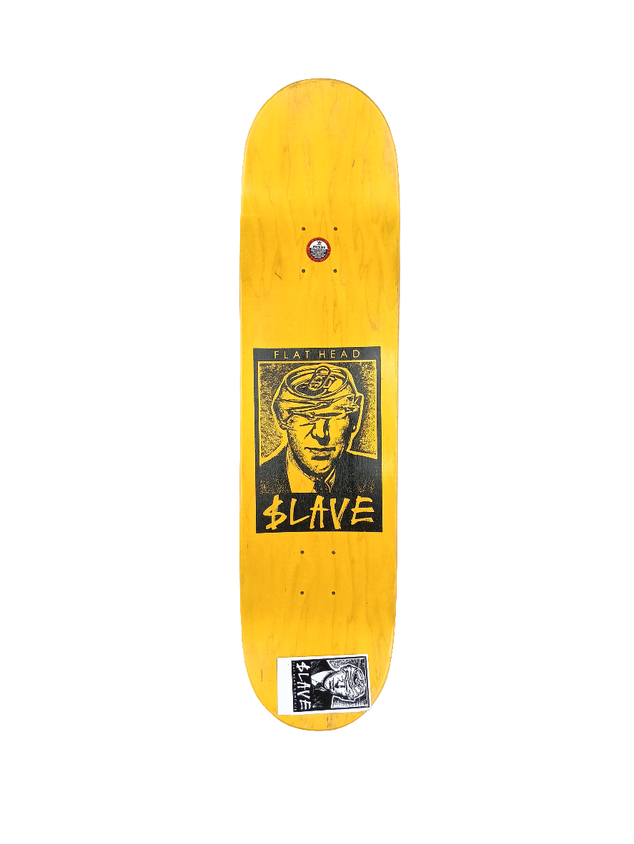 Slave Flat Head Graphic Yellow Black Size 8.25 Skateboard Deck