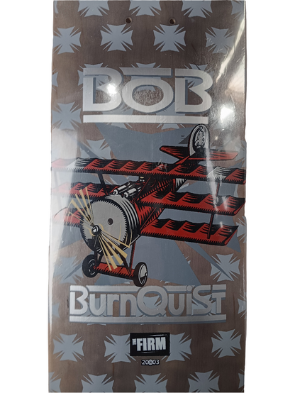 The Firm Bob Burnquist Red Baron Grey Woodgrain Silver Red Size 7.5" Vintage NOS Deck