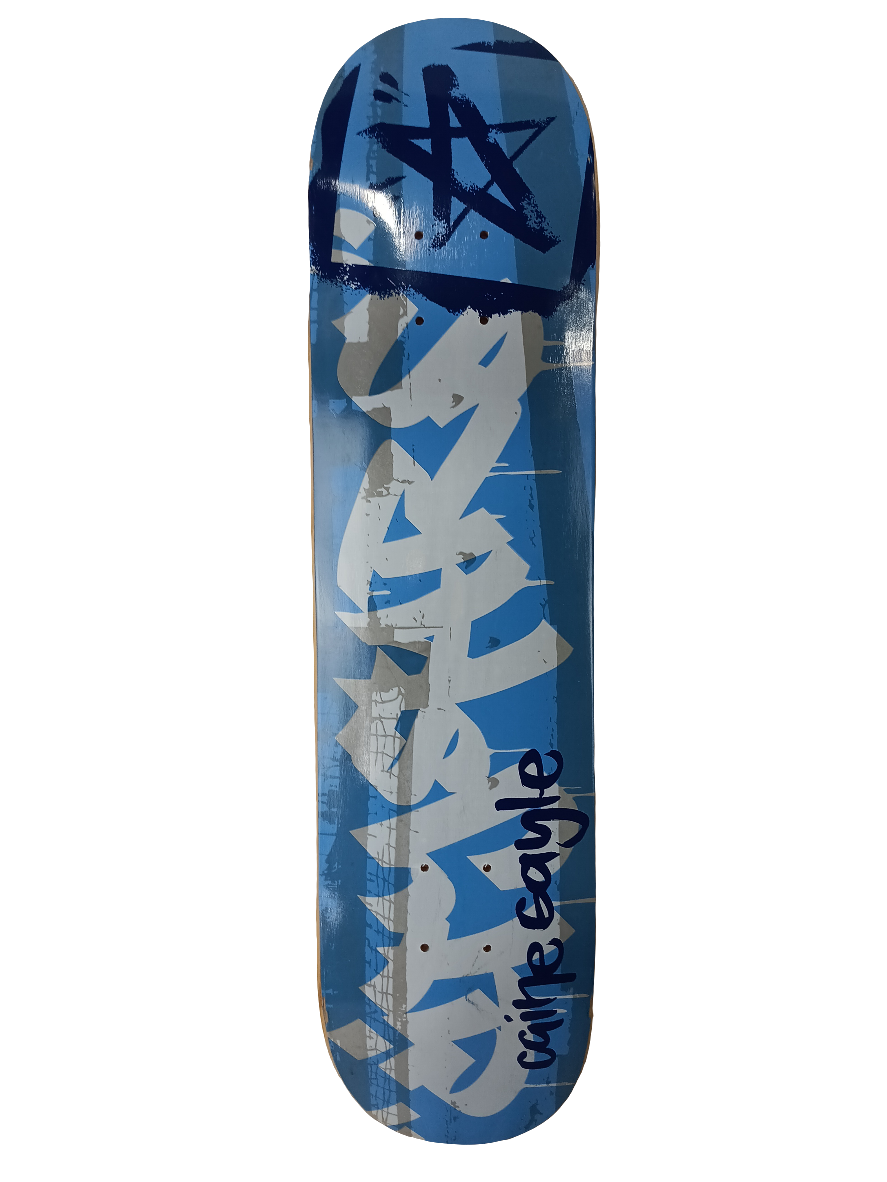 City Stars Caine Gayle Graffiti Letters Drip White Blue 7.5" Vintage NOS Deck