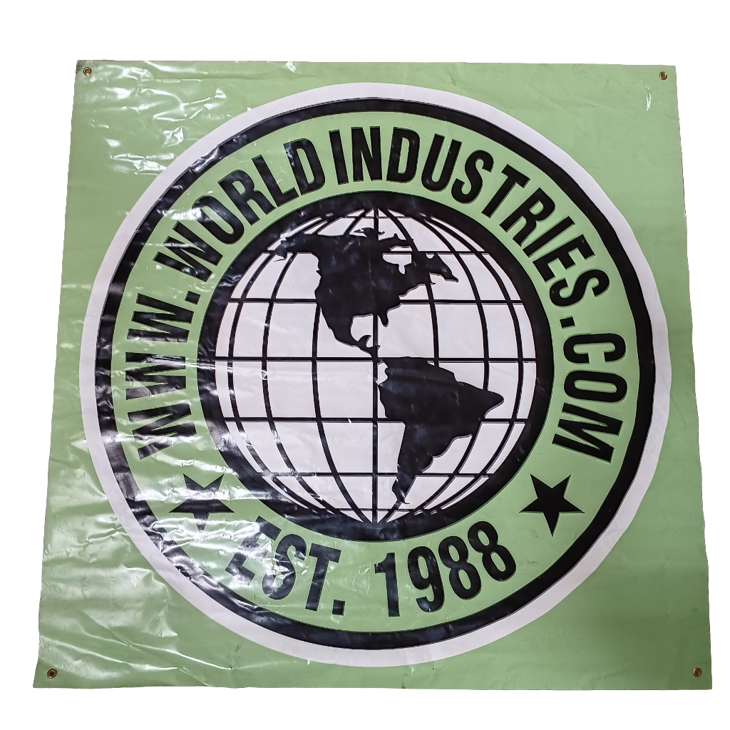 World Industries Globe Green White Black 48" X 46" (Giant) Vintage Banner