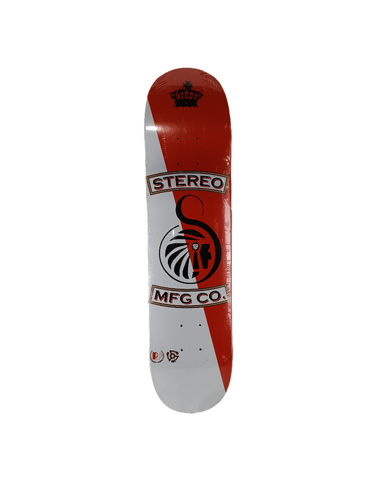 Stereo MFG co. Flag Graphic Red White Black Size 7.5 Skateboard Deck