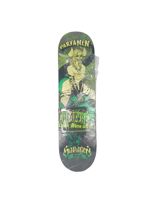 Creature Al Partanen Devil Girl Horns Skull Black Green Tan Size 8.4 Vintage NOS Deck