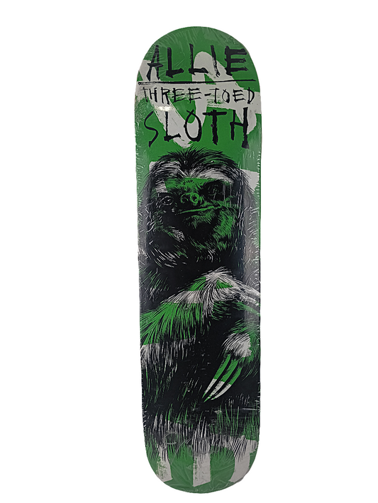 Slave John Allie Three-Toed Sloth White Black Green Autographed Size 7.75" Vintage NOS Deck