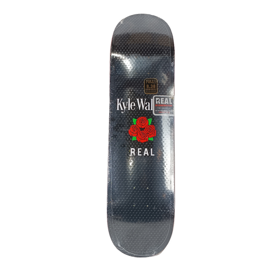 Real Skateboards Kyle Walker Roses Black White Red Dimpled Slick Bottom 8.38" X 32.18" Vintage NOS Deck