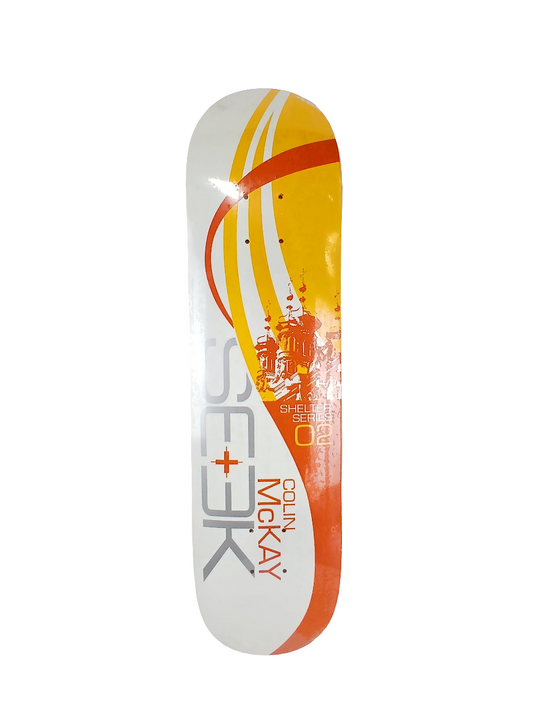 Seek Colin McKay White Grey Orange Red Size 7.625" Vintage NOS Deck