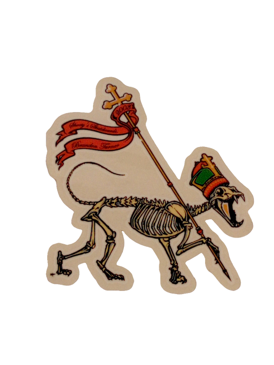 Shorty's Skateboards Brandon Turner Dinosaur King Skeleton 2003 Clear White Red 5" x 4" Vintage NOS Sticker