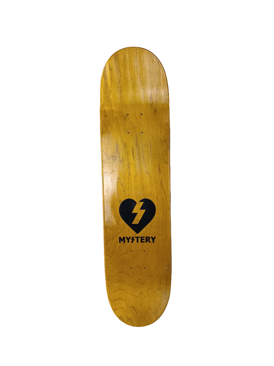 Mystery Heart Logo Rays Graphic White Black Size 8.25 Skateboard Deck