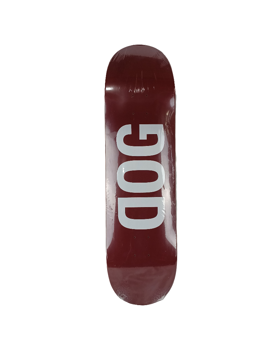 Dog Burgundy White Letters Size 8.5" Vintage NOS Deck