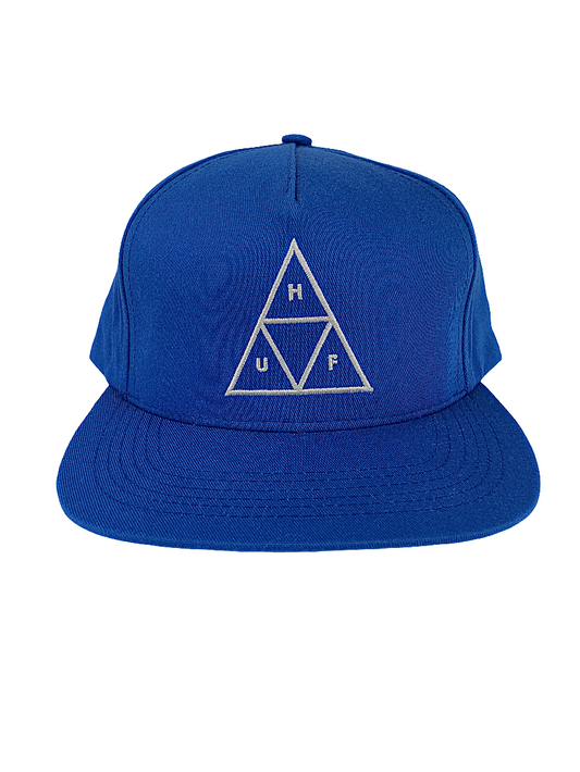 HUF By All Means Necessary Pyramid Logo Blue Silver Vintage Snapback Hat