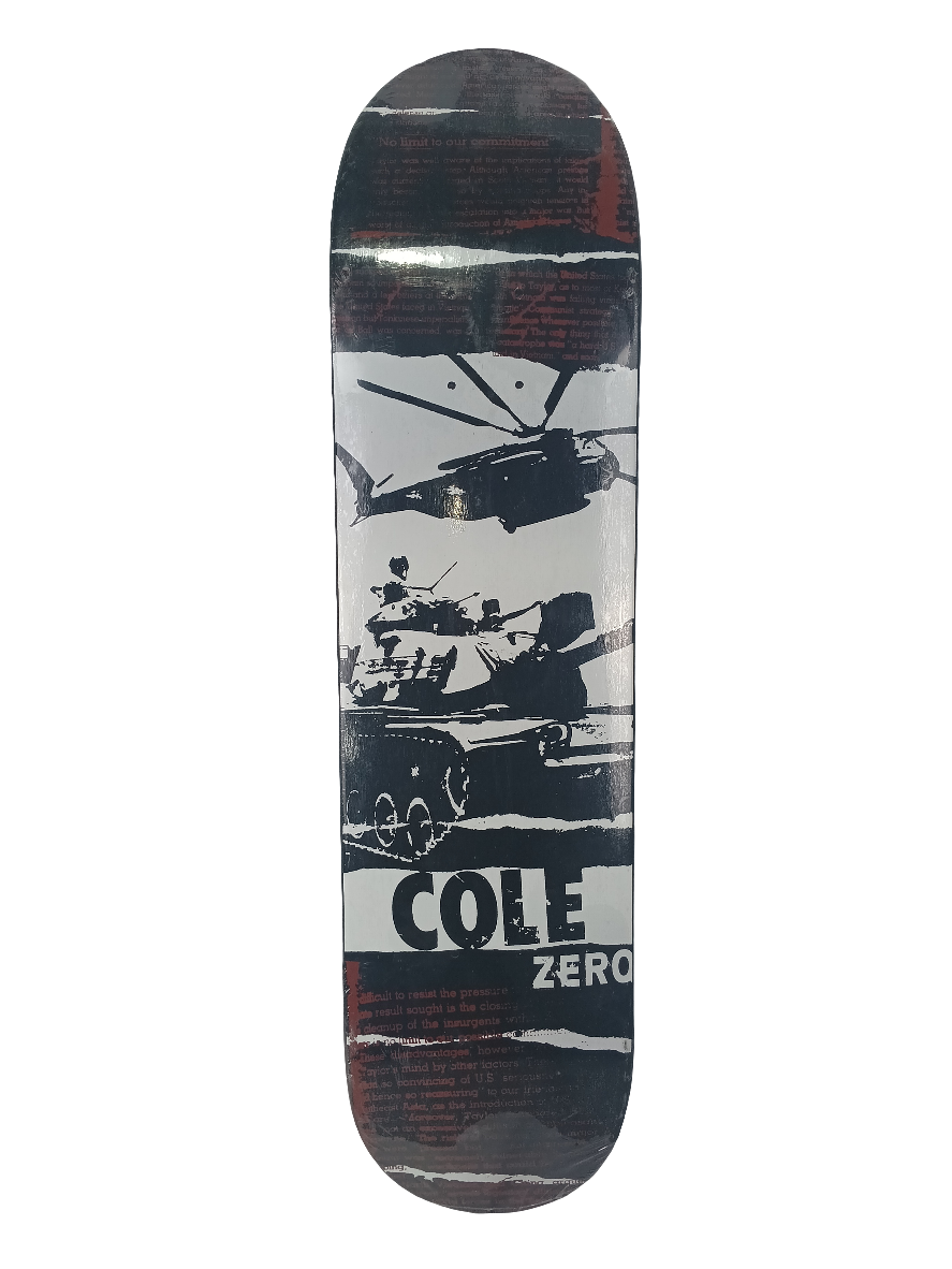 Zero Chris Cole Helicopter Tank Graphic Black White Size 7.5" Vintage NOS Deck