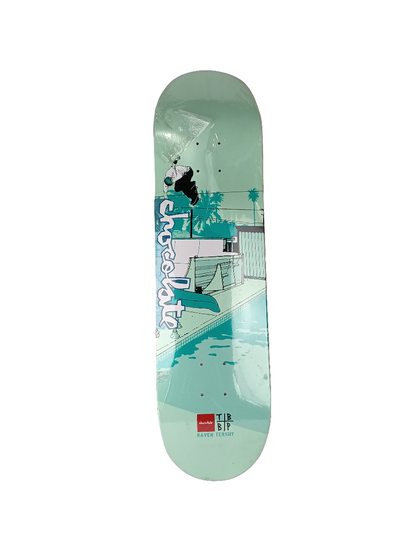 Chocolate Raven Tershy Trunk TBBP Trunk Mansion Series Backside Ollie Blue White Teal Size 8.38 Vintage NOS Deck
