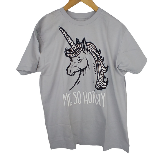 Roger Skateboards Unicorn Me So Horny Grey Black White Mens Size Medium S/s Vintage Shirt