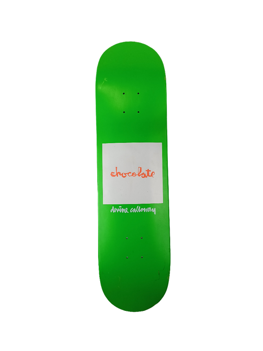Chocolate Devine Calloway Box Logo White Green Orange Size 8.125" Vintage NOS Deck