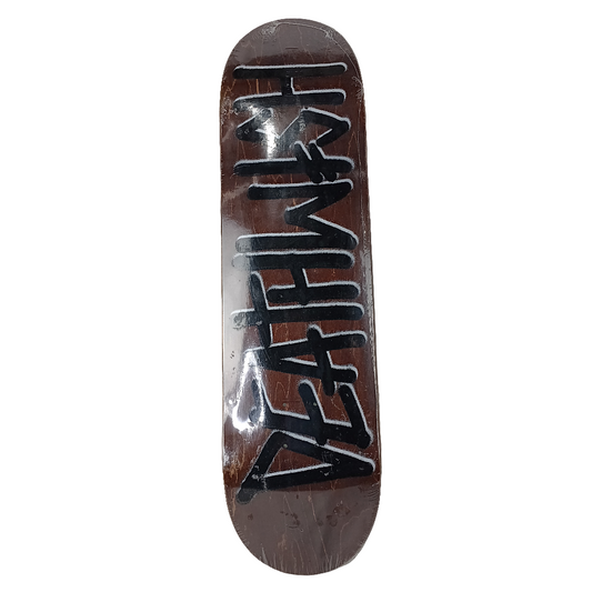 Deathwish Brown Woodgrain Black White Spray Size 8.38" Vintage NOS Deck