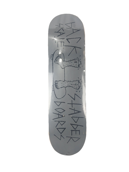 Back Stabber Cut Off Legs Grey Black Size 8.5 Skateboard Deck