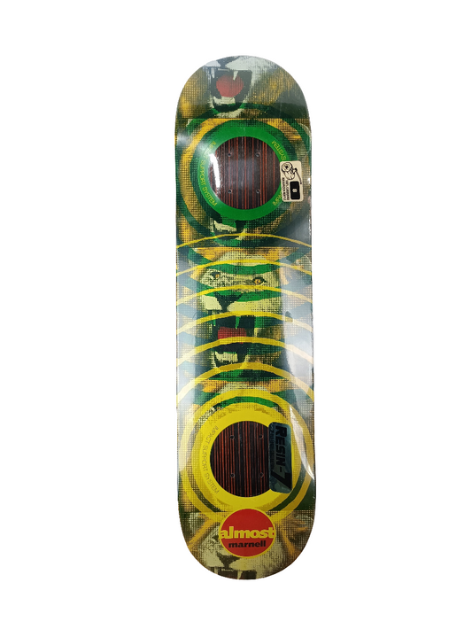 Almost Lewis Marnell Double Impact Lion Green Yellow Orange Size 8.0" Vintage NOS Deck