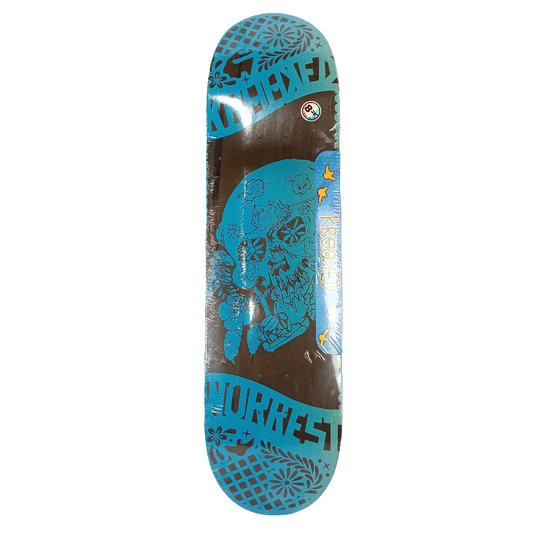 Krooked Bobby Worrest Dia De Los Krooked Blue Brown Size 8.38" Vintage NOS Deck