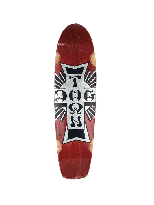 Dogtown Cross Graphic Blank Red Silver Black 7.75 Pre Gripped Shaped Skateboard Deck