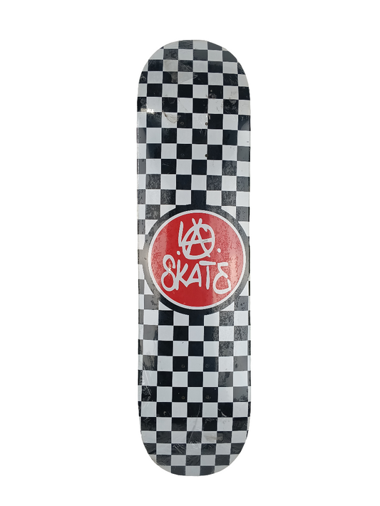 LA Skate Checkers Graphic Black White Red Size 7.75 Skateboard Deck