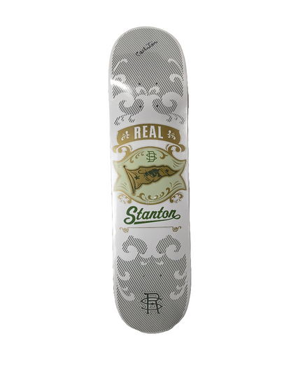 Real Skateboards Darrell Stanton Flag Symbol White Green Gold Size 7.625" Vintage NOS Deck