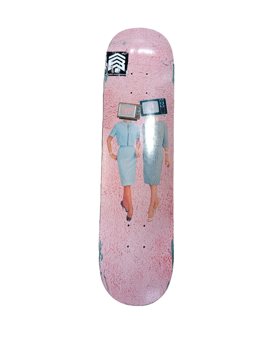 Krooked X Illegal Civ TV Heads Pink Multi Color Size 7.75 Skateboard Deck