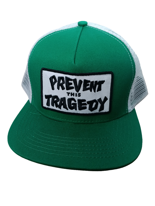 Thrasher Magazine Prevent This Tragedy Green Black White Mesh Vintage NOS Snapback Trucker Hat