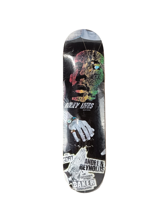Baker Andrew Reynolds Bob Marley Lives The Goat Black Green Yellow Size 8.1" Vintage NOS Deck