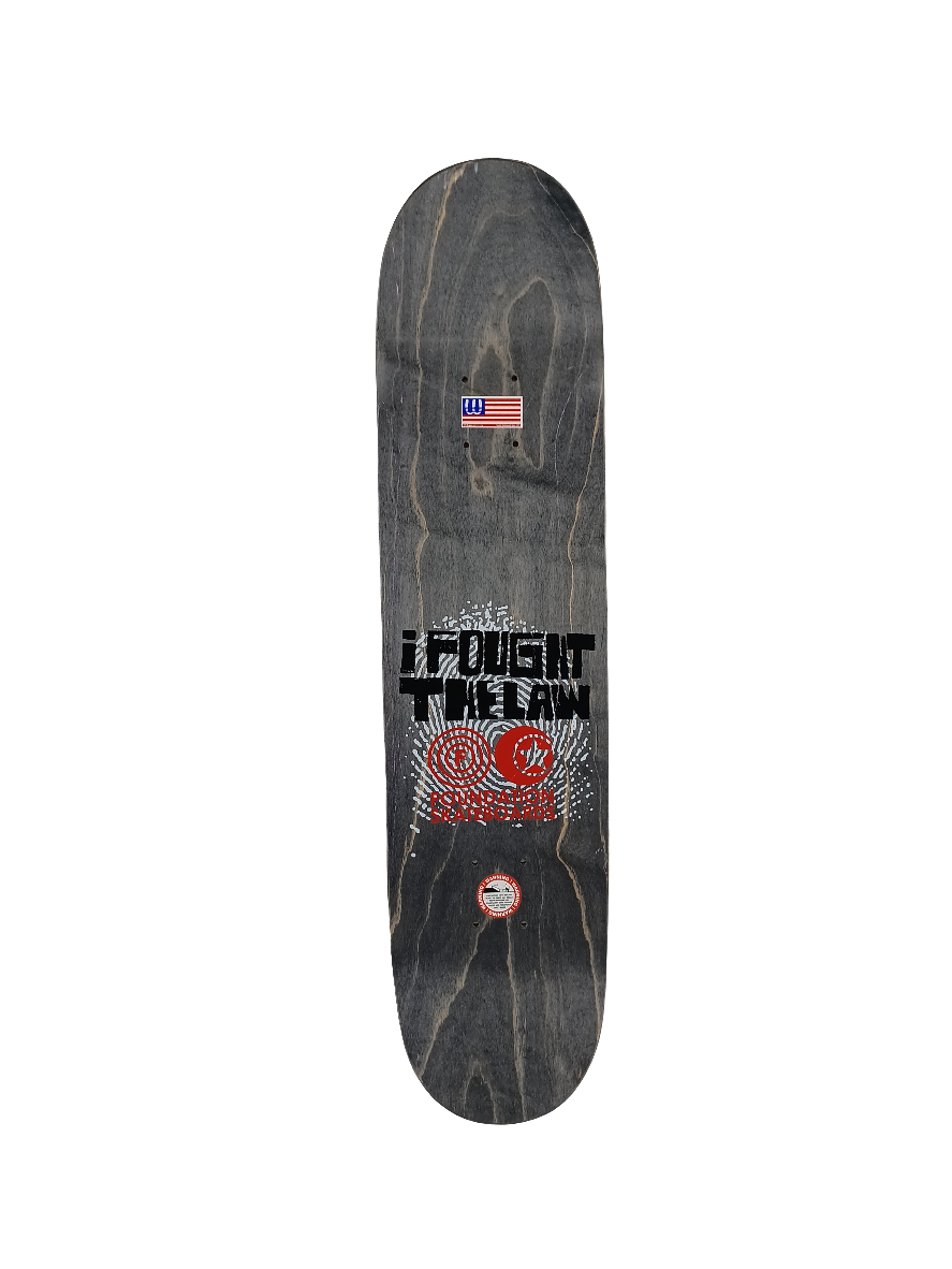 Foundation Ethan Fowler Fingerprint I Fought The Law Red White Black Size 7.625" Vintage NOS Deck