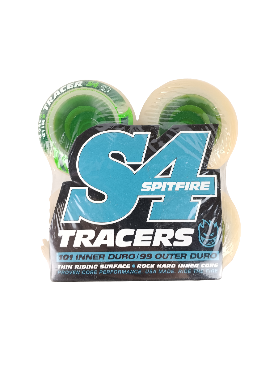 Spitfire S4 Tracers White Green Size 55MM 101 Inner Duro 99 Outer Duro Cored Vintage NOS Wheels