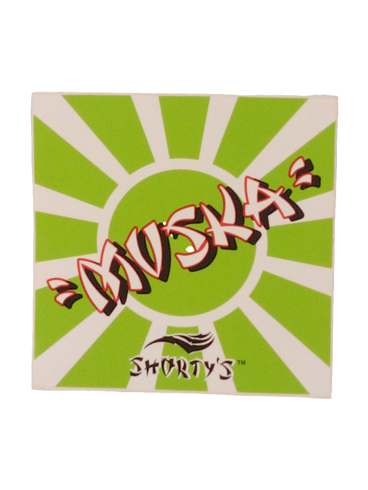 Shorty's Skateboards Chad Muska Rising Sun White Green 6" x 6" Vintage NOS Sticker