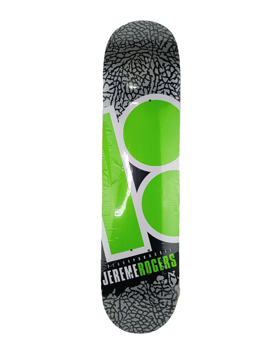 Plan-B Jereme Rogers Pro Model Silver Green Black 7.5 Vintage NOS Deck