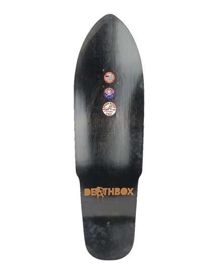 Deathbox Dave Hackett Ez-Ryder 100% Skateboarder Black Purple White Size 10.0 Vintage NOS Shaped Deck