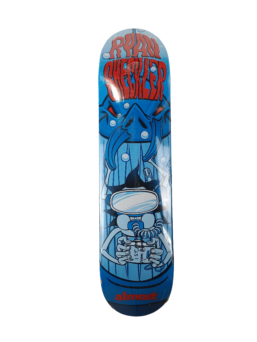 Almost Ryan Sheckler Debut Pro Model Scuba Diver Blue Red White Size 7.5" Vintage NOS Deck