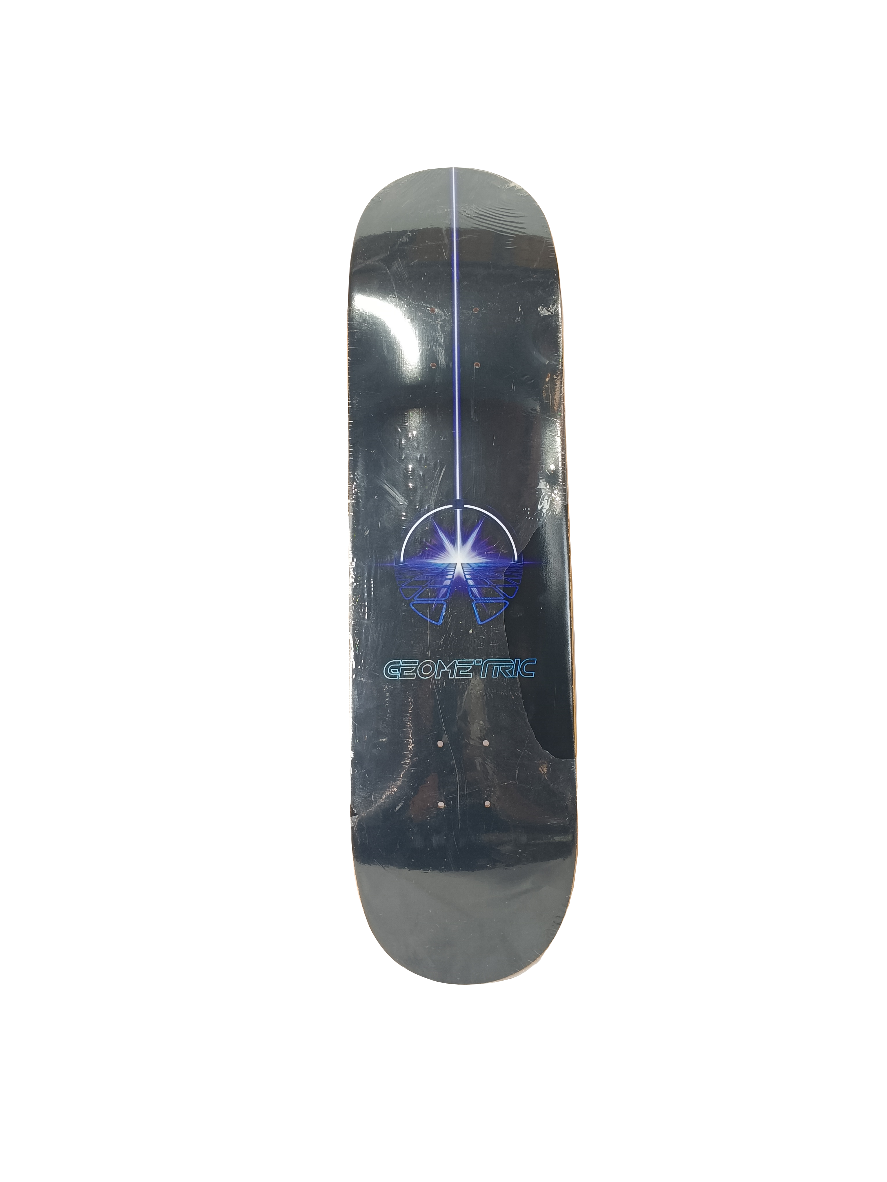 Geometric Light Beam Graphic Black Blue Size 8.375 Skateboard Deck