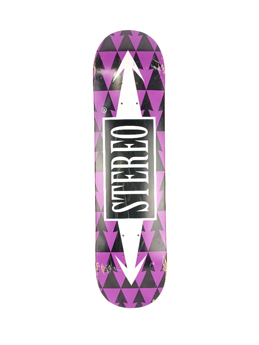 Stereo Arrows Graphic Purple Black White Size 7.75 Skateboard Deck