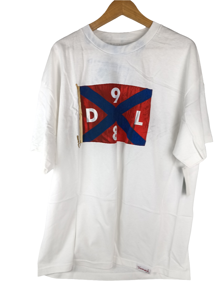 Diamond Flag Tee White Red Blue Size XL S/s Shirt
