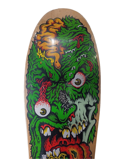 Santa Cruz Rob Roskopp Face 2 Natural Woodgrain Green Red Size 9.9" X 30.8" Vintage Reissue Deck