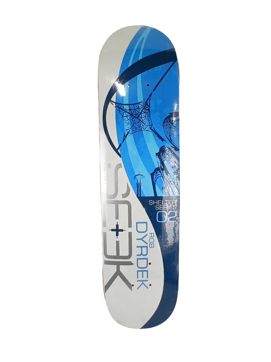 Seek Rob Dyrdek Shelter Series 02 White Blue Grey Size 7.4" Vintage NOS Deck