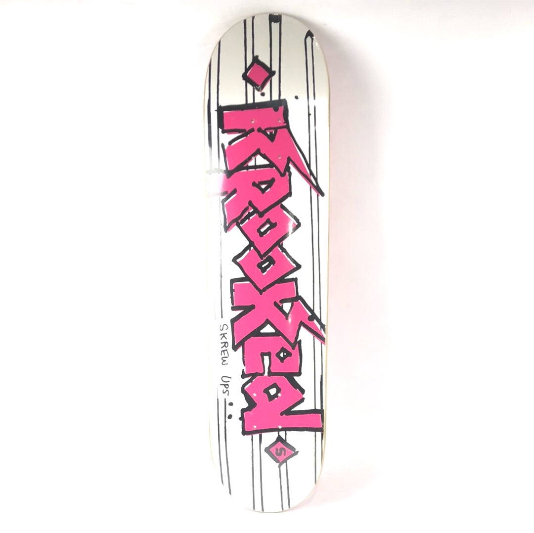 Krooked Skrew Ups Pink/White 7.75'' Skateboard Deck