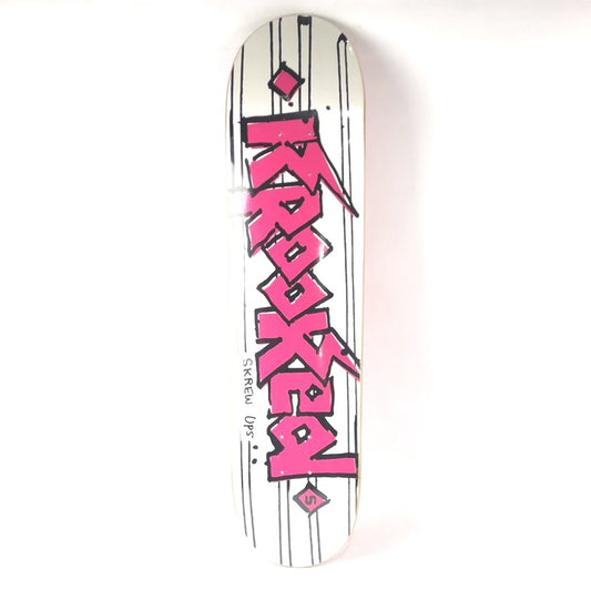 Krooked Skrew Ups Pink/White 7.75'' Skateboard Deck