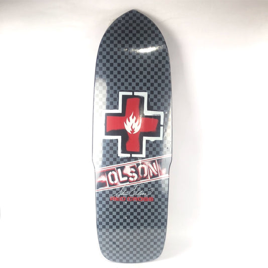 Black Label Steve Olson Olson Ltd. Checker Red Cross Graphic Black/Grey/White/Red 11" Skateboard Deck 2003