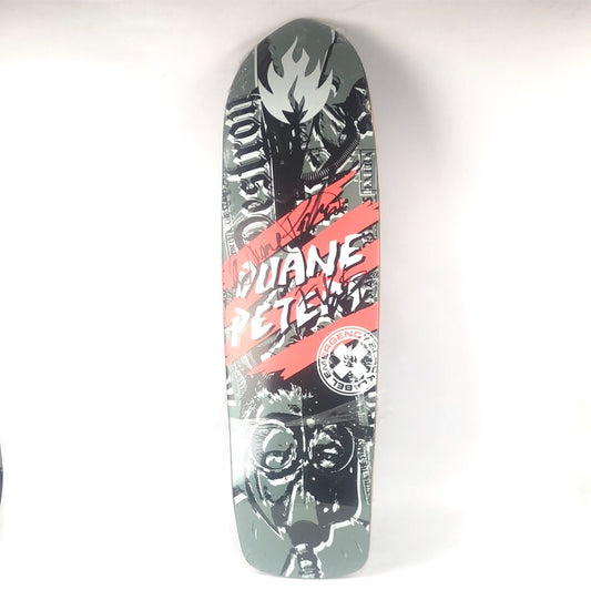 Black Label Duane Peters Autographed Destroy Emergerncy Black/Grey/White/Orange 9.5" Shaped Skateboard Deck 2006