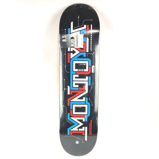 BLVD Danny Montoya Name Black/Red/Blue 8.5" Skateboard Deck